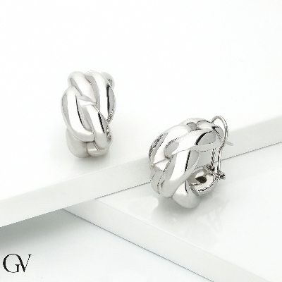 Boucles d’oreilles créoles gourmette en or blanc 18k