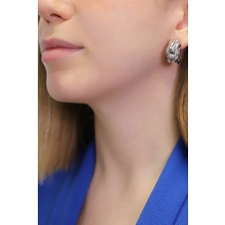 Boucles d’oreilles créoles gourmette en or blanc 18k 2