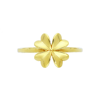 Bague or jaune 18k avec un trèfle à quatre feuilles