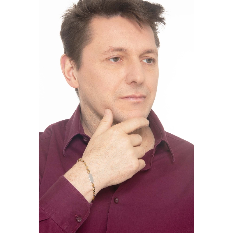 Bracelet avec plaquette en or jaune et blanc 18k