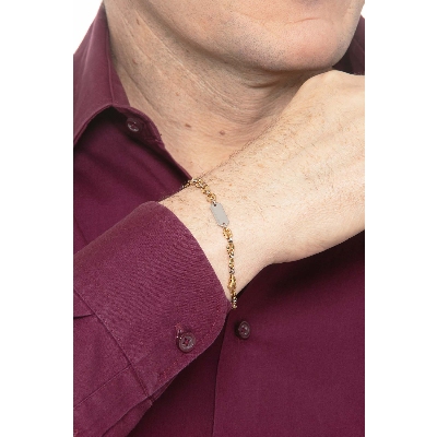 Bracelet avec plaquette en or jaune et blanc 18k