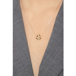Collier or jaune avec pendentif trefle a quatre feuilles 42 cm 2