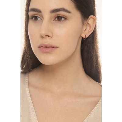 Créoles en or jaune 18k avec zircons noirs