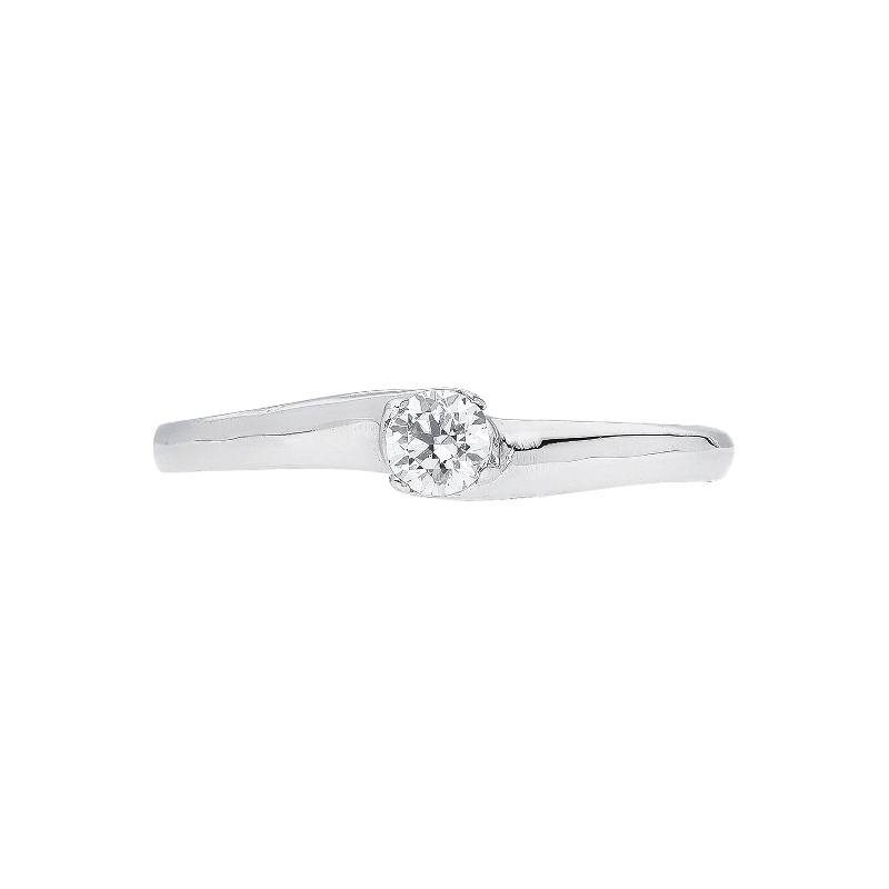 Bague classique en or blanc 18k avec zircon