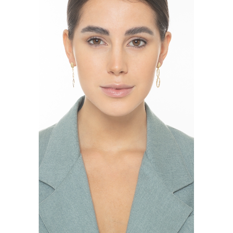 Boucles d’oreilles en or jaune 18k avec pendentifs ovales