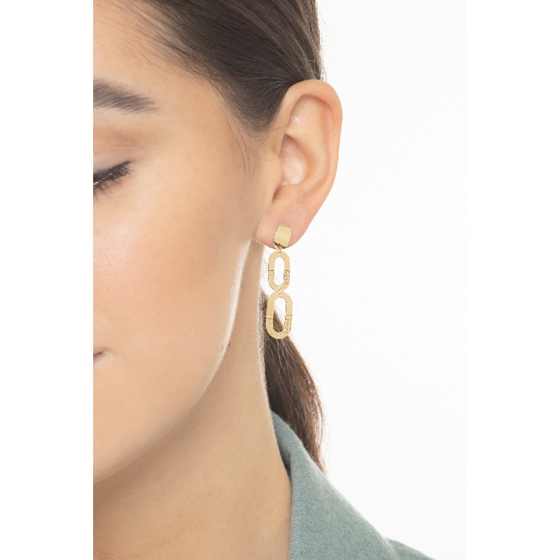 Boucles d’oreilles en or jaune 18k avec pendentifs ovales