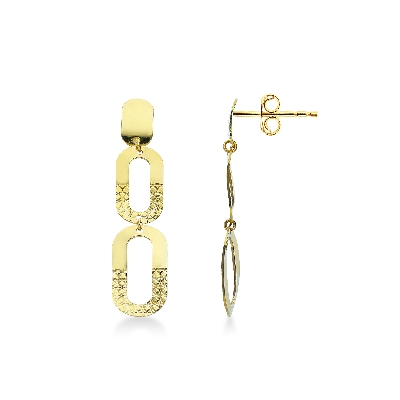 Boucles d’oreilles en or jaune 18k avec pendentifs ovales