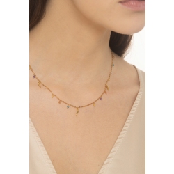 Collier en or jaune 18k avec breloque corne porte bonheur 2