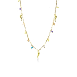 Collier en or jaune 18k avec breloque corne porte bonheur
