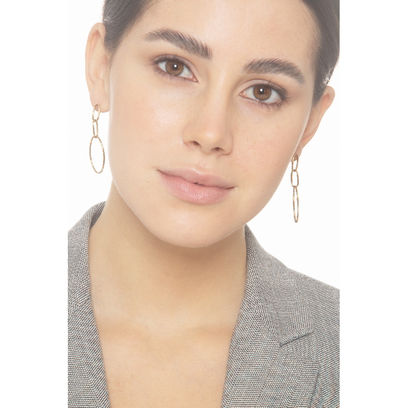 Boucles d’oreilles femme en or jaune 18k avec pendentifs ovales cm 5 Boucles d’oreilles femme en or jaune 18k avec pendentifs ovales cm 5