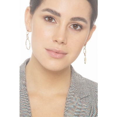 Boucles d’oreilles femme en or jaune 18k avec pendentifs ovales cm 5