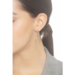 Boucles d’oreilles femme en or jaune 18k avec pendentifs ovales cm 5 2
