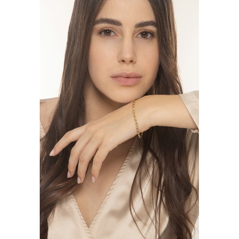 Bracelet en or jaune 18k avec maillons ovales 17 cm