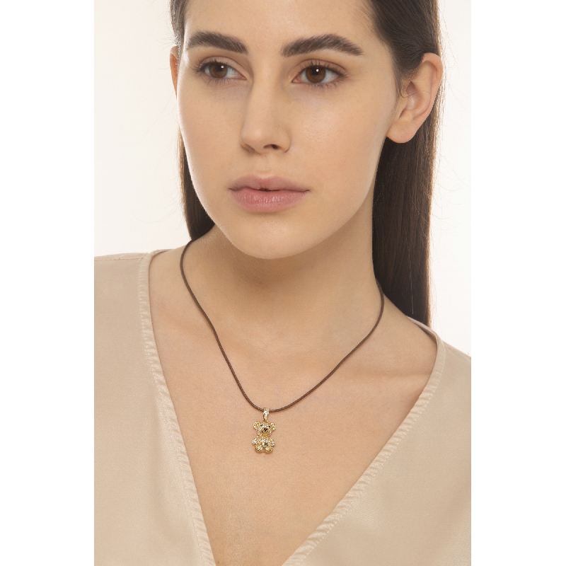 Pendentif ourson en or jaune 18 carats avec zircon Pendentif ourson en or jaune 18 carats avec zircon