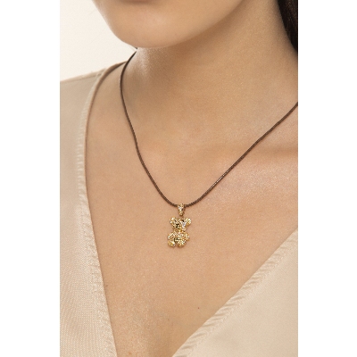 Pendentif ourson en or jaune 18 carats avec zircon