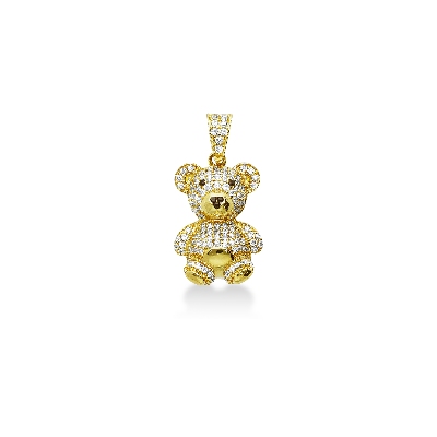 Pendentif ourson en or jaune 18 carats avec zircon