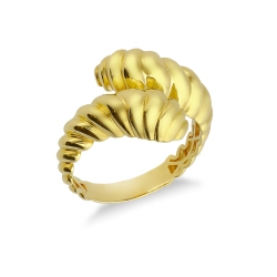 Anneau toi et moi contrarié en or jaune 18k avec torsion graduée