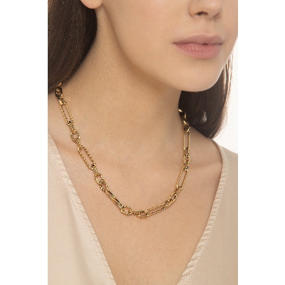 Collier en Or Jaune 18k avec Maille à Chaîne, 48 cm
