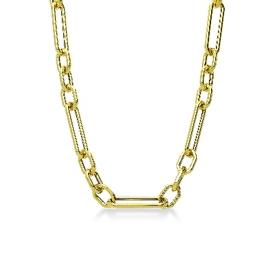 Collier en Or Jaune 18k avec Maille à Chaîne, 48 cm