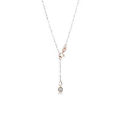 Collier en or rose avec pendentif cœur et zircones