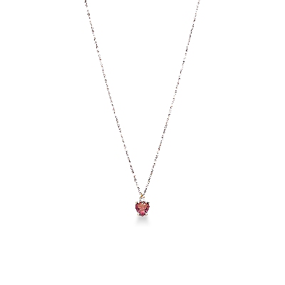 Collier en or rose avec pendentif cœur et zircones