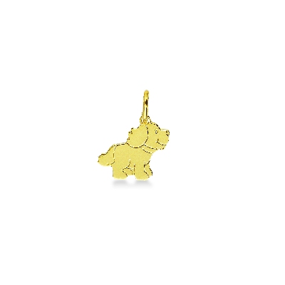Adorable pendentif chien en or jaune 18 carats