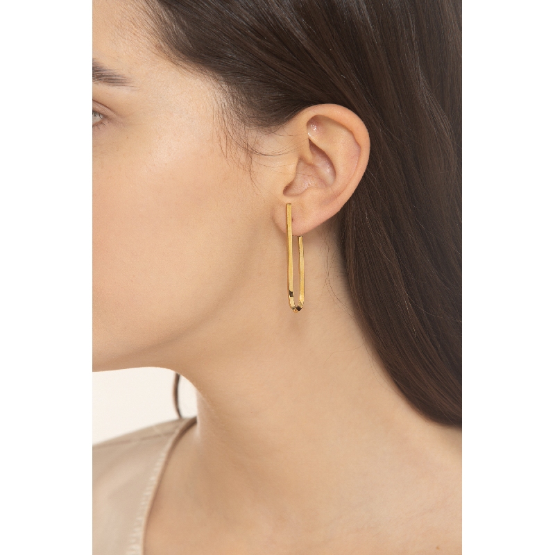 Boucles d’oreilles ovales or jaune 18k creuses