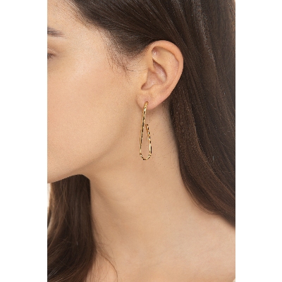 Boucles d'oreilles croisées en or jaune 18k 5,5 cm