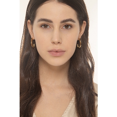 Boucles d’oreilles ovales or jaune 18k creuses