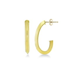 Boucles d’oreilles ovales or jaune 18k creuses