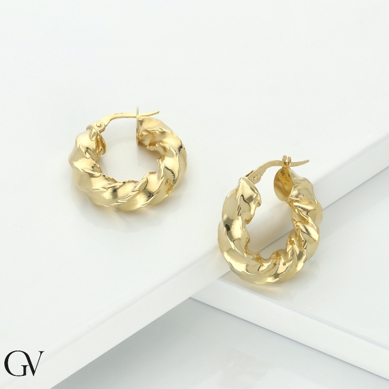 Boucles d’oreilles torsadé en or jaune 18k