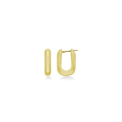Boucles d'oreilles en or jaune 18 carats, rectangulaires et bombées