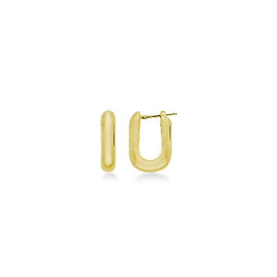 Boucles d'oreilles en or jaune 18 carats, rectangulaires et bombées