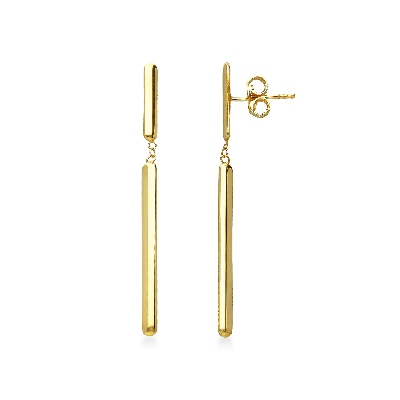 Boucles d'oreilles pendantes avec barre en or jaune 18 carats