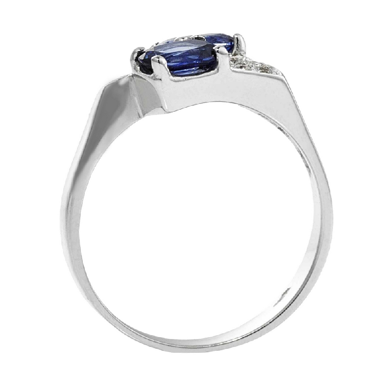 Bague Femme Duo en Or Blanc 18k avec Saphir Bleu et Diamants Bague Femme Duo en Or Blanc 18k avec Saphir Bleu et Diamants
