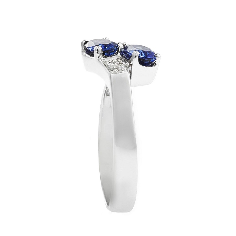 Bague Femme Duo en Or Blanc 18k avec Saphir Bleu et Diamants Bague Femme Duo en Or Blanc 18k avec Saphir Bleu et Diamants