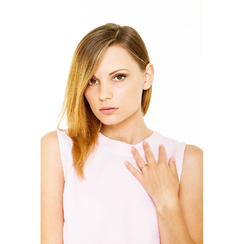 Bague trilogy en or rose 18k avec diamants Bague trilogy en or rose 18k avec diamants