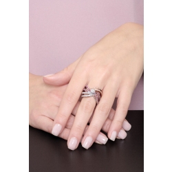 Bague jonc en or blanc et rose avec diamants et rubis 2
