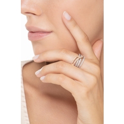 Bague jonc en or blanc et or rose 750 avec diamants 2