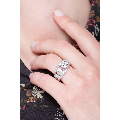 Bague gourmette en or blanc 18 carats