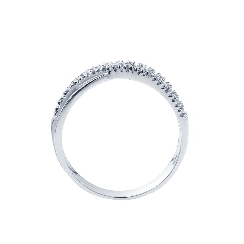 Bague Femme en Or Blanc 18k à deux rangées serties de diamants  Bague Femme en Or Blanc 18k à deux rangées serties de diamants
