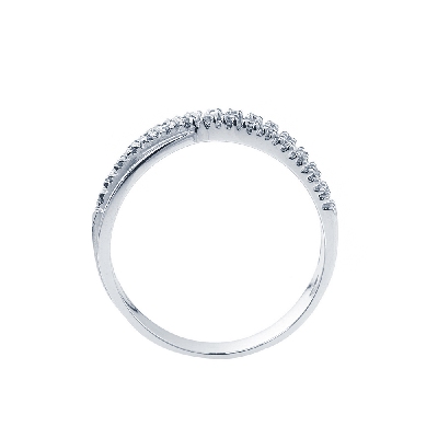 Bague Femme en Or Blanc 18k à deux rangées serties de diamants 