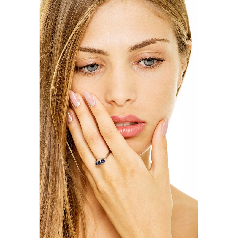 Bague Trilogy Or Blanc 18k avec saphirs et brillants