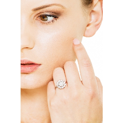 Bague pavé rond en Or Blanc 18k avec diamants