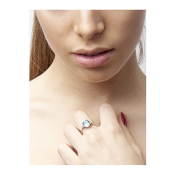 Bague en Or Blanc 18k avec Aigue-marine centrale et diamants 2