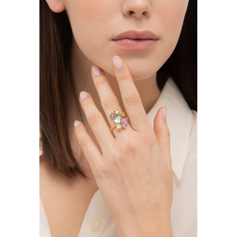 Bague multicolore en or jaune 18k Bague multicolore en or jaune 18k