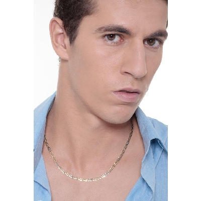 Collier en or blanc et jaune 18 carats, 50 cm