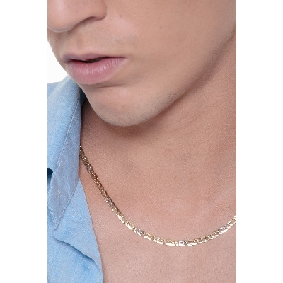 Collier en or blanc et jaune 18 carats, 50 cm