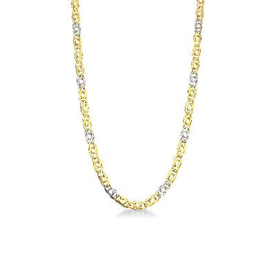 Collier en or blanc et jaune 18 carats, 50 cm