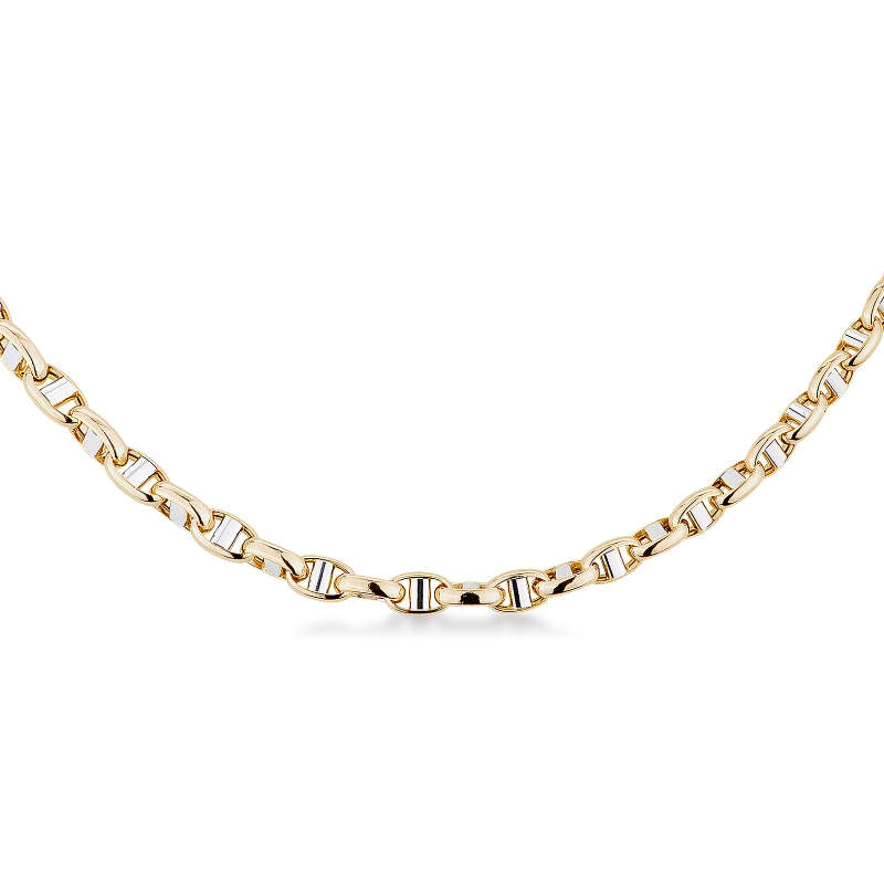 Chaîne en or blanc et jaune 18 carats, 50 cm Chaîne en or blanc et jaune 18 carats, 50 cm